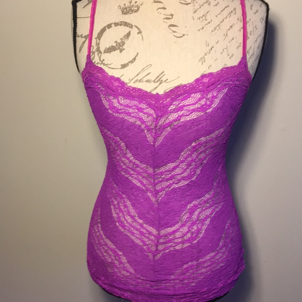 NWOT Free People fuchsia lace tank top XS